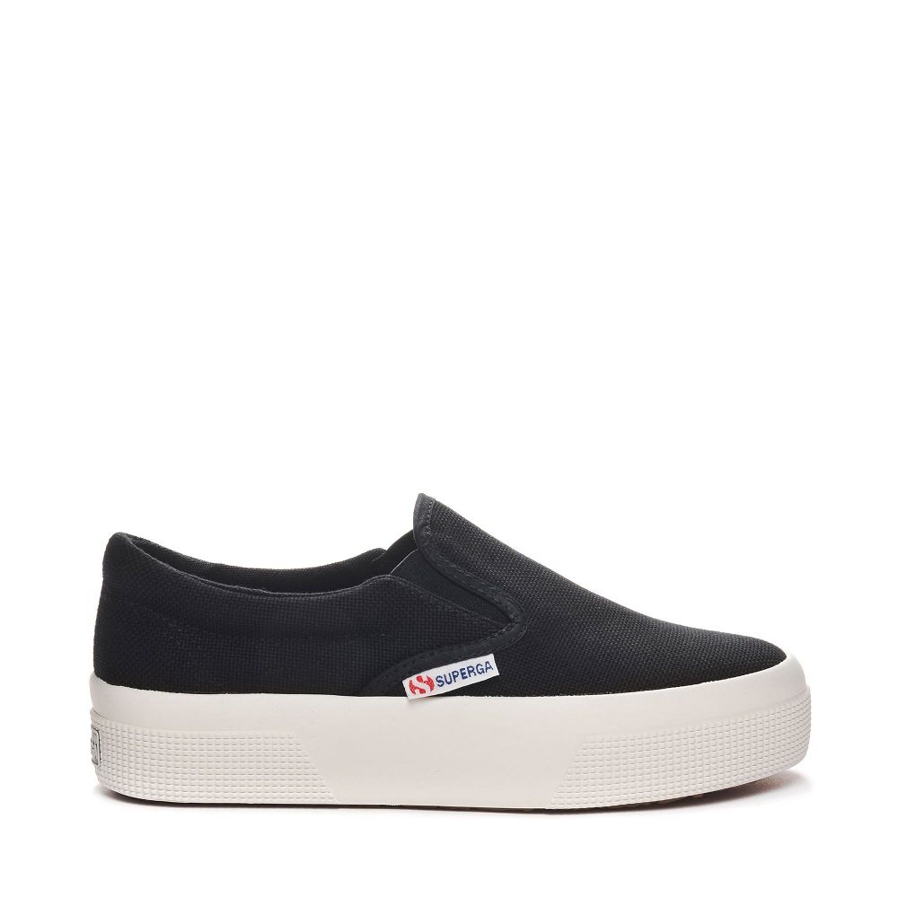 Superga 2740 Black Platform Sneakers - Women's USA | US8327349